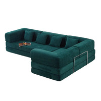Canapé de salon modulaire en forme de L, style français, en tissu chenille vintage rétro, avec pieds en acier inoxydable pliables, amovibles et lavables