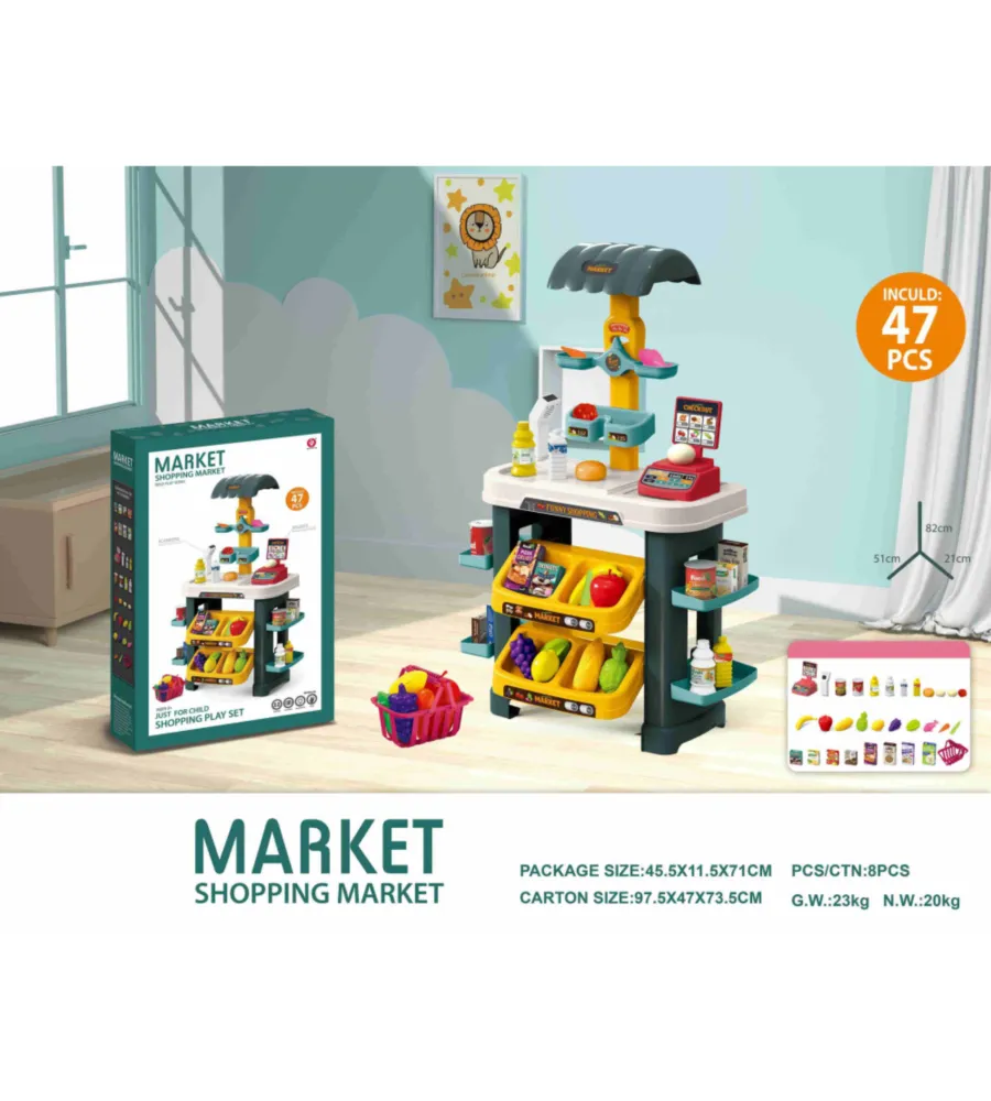 Coffret de supermarché en plastique, jouets populaires pour enfants, supermarché, achat, caisse enregistreuse, 1 pièce, 47 pièces