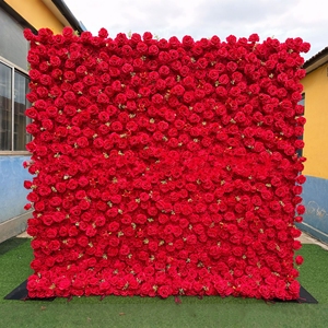 Pared de flores <span class=keywords><strong>artificiales</strong></span> de tela base enrollable para decoración de fondo de boda - Product Image 3