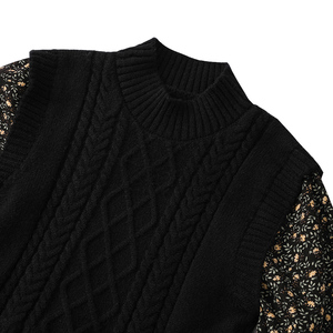 <span class=keywords><strong>Robe</strong></span> en tricot à motif Floral pour <span class=keywords><strong>femme</strong></span>, <span class=keywords><strong>pull</strong></span> en mosaïque, tissu rétro décontracté, épissure, petite taille, collection automne hiver - Product Image 3
