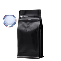 Sac d'emballage de sachets de grains de café à fond plat avec huit joints latéraux en papier d'aluminium compostable imprimé personnalisé avec valve et fermeture éclair