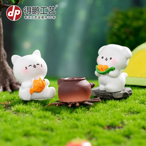 Figurines d'animaux de survie en pleine nature : lapin, chaton, chiot, cochon miniature – Ornements de bureau et de voiture en résine, décoration artisanale, 5-7 ans, unisexe - Product Image 4