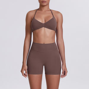 Ensemble <span class=keywords><strong>de</strong></span> vêtements <span class=keywords><strong>de</strong></span> yoga pour femmes, respirant, sans couture, soutien-gorge <span class=keywords><strong>de</strong></span> sport à col ras du cou, short <span class=keywords><strong>de</strong></span> yoga, ensemble <span class=keywords><strong>de</strong></span> sport ajusté pour la course à pied, ensemble deux pièces - Product Image 2