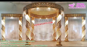 Mandap de Cristal de Fibra Dorado Glamuroso para Bodas, Mandap Redondo de Cristal de Fibra Único para Bodas, Mandap Dorado Real para Bodas, Venta en EE. UU. y Reino Unido - Product Image 5