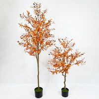 Arbre de camélia artificiel simulé aux couleurs d'automne en pot Décoration de verdure de grande taille sur pied pour la maison Noël Nouvel An