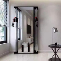 Máquina de Gimnasio de Fuerza Longotech al por Mayor con Sistema de Múltiples Poleas Entrenador Funcional de Cruce de Cables Montado en la Pared con Espejo