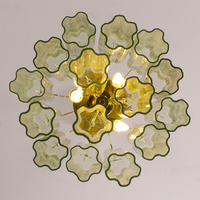 Lampe suspendue LED en verre vert Urano, style vintage, lustre de plafond, diamètre 36 cm, blanc chaud, cadre en fer à intensité variable