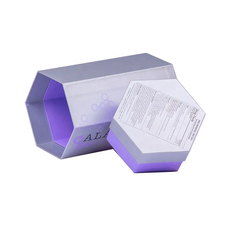 Luxury custom design purple hexagonal paper gift box packaging box