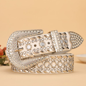 Ceinture style Y2K avec strass, boucle en alliage, largeur 4,0 cm, en cuir PU noir, ceinture tendance pour femmes et hommes, streetwear décontracté - Product Image 3