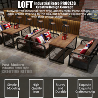 Ensemble de table et banquette de style industriel rétro, robuste, pour usage commercial - Sièges modulaires pour bar à domicile, pubs, bars musicaux, restaurants, cafés