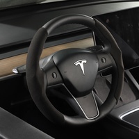 Accessoires auto de voiture en gros ABS daim 38cm pour tesla modèle y 2023 couverture de volant en fibre de carbone
