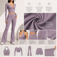 Ensemble de yoga professionnel pour femmes, vêtements de sport, tenue de gym, soutien-gorge de sport sans couture, leggings, shorts, pantalon évasé, OEM ODM personnalisé