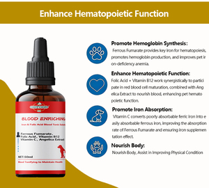 프리미엄 철 Fumarate 엽산 방울 애완 동물 보충제 개 고양이 혈액 건강 지원 민감한 소화 2 년 선반 - Product Image 5