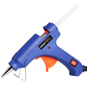 Venta directa de fábrica de pistola de pegamento termofusible de 20W con interruptor, color azul y luz indicadora. Mini pistola de pegamento. - Product Image 1