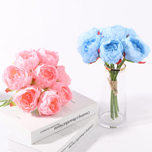 Bouquet de pivoines en soie Tainen à 8 têtes, fleurs artificielles de 30 cm, décorations de mariage - Product Image 3