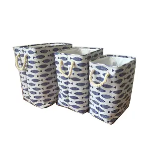 Almacenamiento de lona de tela plegable cesto vacío cestas de lavandería gabinete con asa para organizador