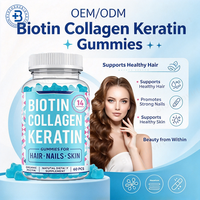 Gummies véganes OEM Halal Biotine Collagène Kératine pour la croissance des cheveux, supplément de vitamines pour cheveux, peau et ongles