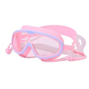 Childrens <b>Large</b> <b>Frame</b> High Definition Waterproof Anti Fog Swimming Goggles With Integrated Earplugs Silicone Adjustable For Kids - Product Image 2