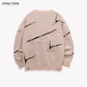 Suéteres Desgastados de Moda Urbana con Logotipo Personalizado, Estilo Gótico Punk Harajuku, Top de Punto Vintage, Pullovers de Punto Desgastados para Hombre - Product Image 2