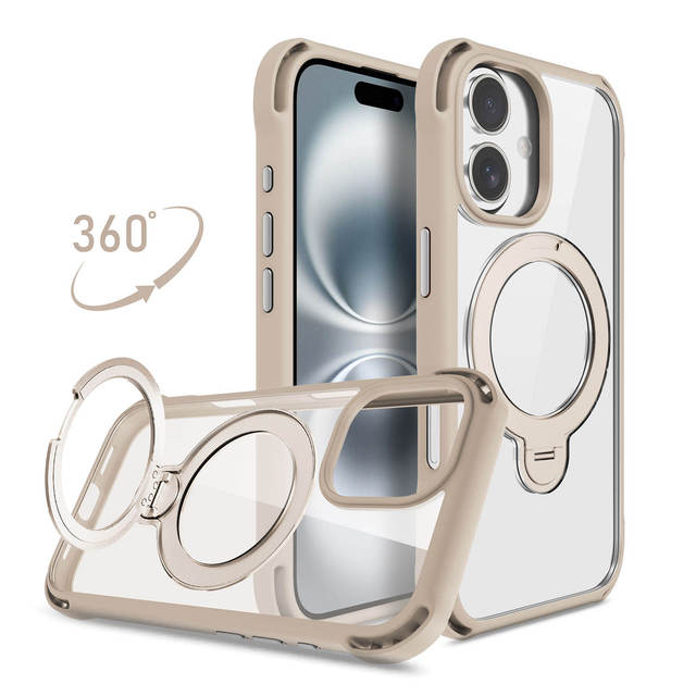 Wholesale Premium Texture Luxury 360 Degree Magnetic Kickstand Shockproof Waterproof TPU Bumper PC Phone Case for for 17 Pro