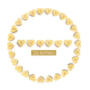 RFJEWEL Classic Delicate Perforation 26 Heart Letters DIY Can Freely Combine Necklaces Bracelets Accessories Pendant