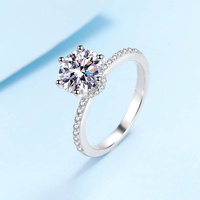 Bague en Moissanite 2 carats pour femme, en argent sterling 925 plaqué or blanc 18 carats, avec pierre précieuse étincelante, idéale pour les soirées