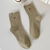 YUELI vente en gros tricoté blanc mignon petit ours équipage femmes chaussettes