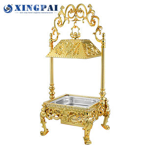 Xingpai ที่อุ่นอาหารสแตนเลสสตีลหรูหราพร้อมฝาแขวนสีทองชุดบุฟเฟต์อาหารสำหรับงานแต่งงานของโรงแรม - Product Image 4