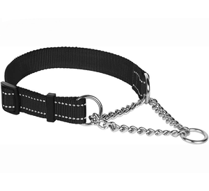 Martingale कुत्ते कॉलर प्रशिक्षण समायोज्य स्टेनलेस स्टील श्रृंखला चिंतनशील नायलॉन पालतू गला घोंटना कॉलर मध्यम बड़े कुत्तों के लिए - Product Image 2