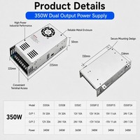 Alimentation électrique à double sortie 350W 5V 12V 15V 24V ±12V ±15V ±24V Deux sorties indépendantes Alimentation à découpage AC/DC double 350W