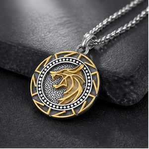 Yunnique – collier avec pendentif tête de loup Viking en acier inoxydable, bijoux unisexes, cadeau, design animal géométrique, JD215 - Product Image 5