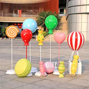 Outdoor Decoration Fiberglass Balloon Candy and Lollipop Sculpture