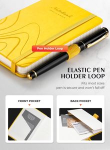 Aisbugur 2 túi A3 Túi máy tính xách tay bìa cứng nhỏ với may ràng buộc 3.7 "x 5.7" Kích thước 320 trang bìa da màu đen - Product Image 4