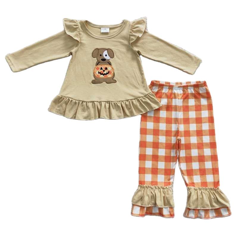 Western Clothes Puppy Dog Long-sleeved Top and Pant Vintage