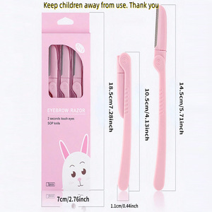 Rasoir et tondeuse à sourcils pliables portables en ABS, ensemble de 3 pièces avec protection de sécurité en maille pour les soins personnels et le maquillage - Product Image 2