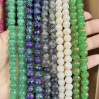 Perles en verre imitation jade craquelé, rondes, 8mm et 10mm, pour bijoux quotidiens bohèmes empilables et DIY, vente en gros à bas prix