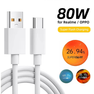 Cable USB Tipo C de 65 W 80 W, Cables para Teléfono, Cable de Carga Súper Rápida para <span class=keywords><strong>Realme</strong></span> <span class=keywords><strong>12</strong></span> 13 14 Pro 9i Neo <span class=keywords><strong>GT</strong></span> V60 OPPO - Product Image 1