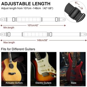 Correa de guitarra Lekato de 3,3 pulgadas de ancho, acolchada y ajustable para guitarra eléctrica - Product Image 4