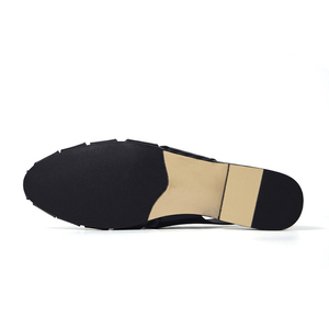 <span class=keywords><strong>Sandales</strong></span> Huarache en cuir tissé noir respirant avec logo personnalisé pour femmes, bout rond fermé, boucle à nœud papillon, chaussures plates d'été - Product Image 5