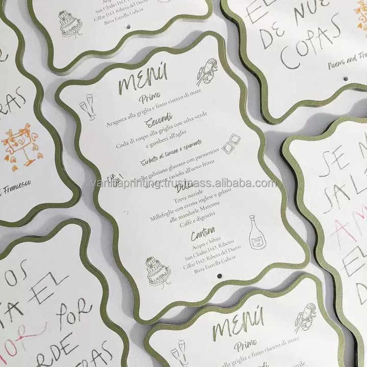 Custom Luxury Wedding Menu Cards Hotel Restaurant Paper Paperboard Printing Premium Customized ...
