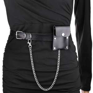 SY Ceinture en cuir à œillets avec chaîne détachable Femmes Hommes Punk Rock Ceintures pour pantalons en jean - Product Image 2