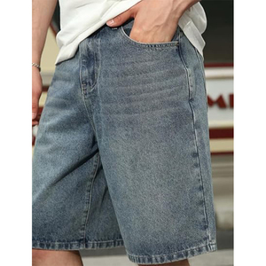 custom denim shorts Slightly <b>Stretch</b> 100% Cotton Straight Leg Casual baggy jorts <b>men</b> High Quality Breathable streetwear shorts - Product Image 3