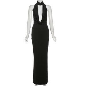 Đầm dây rỗng cho Nữ ĐầM Hở Eo Cổ Thấp gợi cảm không tay hở lưng áo choàng 3349 bó sát dài tiệc Nửa Đêm xu hướng - Product Image 6