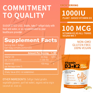 Cápsulas de Gel Suave de Vitamina <span class=keywords><strong>D3</strong></span> + K2 a Precio de Fábrica, Suplementos para la Salud Ósea y Aumento de Energía para Hombres y Mujeres - Product Image 2