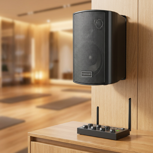 High Power 50W Mono Gym Yoga Wall Mount Speaker System with Reverb Mic Input for Dance Studio Fitness