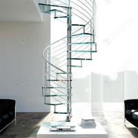 Escalier en colimaçon circulaire à faible encombrement Prima Design Escalier en colimaçon en acier verre intérieur décoratif