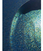 Ubin Mosaik Kaca Jade Iridescent Biru Langit Transparan Modern untuk Kolam Renang