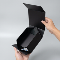 Boîte cadeau pliable en carton rigide noir mat de luxe avec logo personnalisé de qualité supérieure, fermeture magnétique, vide