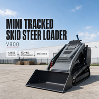 Mini-chargeuse compacte sur chenilles V800, charge nominale de 420 kg, chenilles en caoutchouc pour travaux d'aménagement paysager et de jardinage