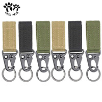 Vente en gros de lanière porte-clés tactique d'extérieur en sangle de nylon, sangle courte Eagle, mousqueton multifonctionnel à crochet en bec de couette